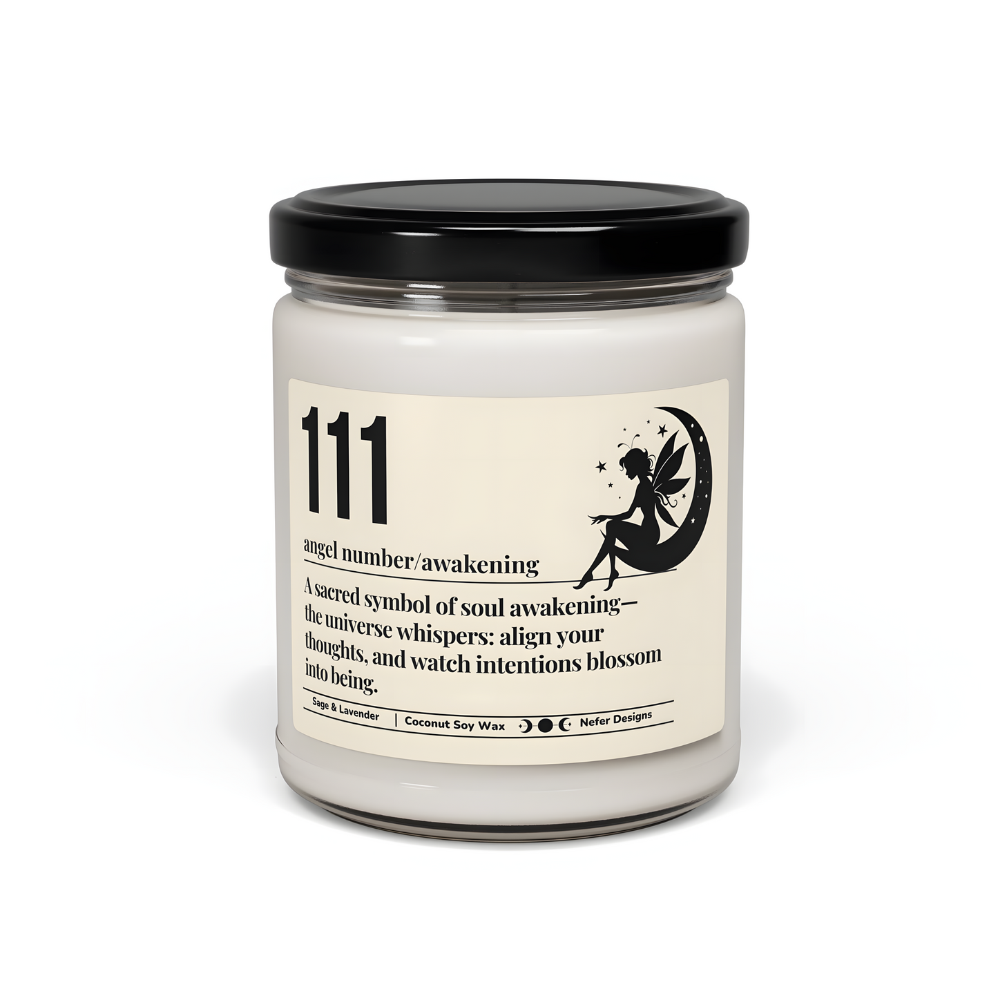 111 Angel Number Candle - Soul Awakening Manifestation Soy Wax with Sage & Lavender