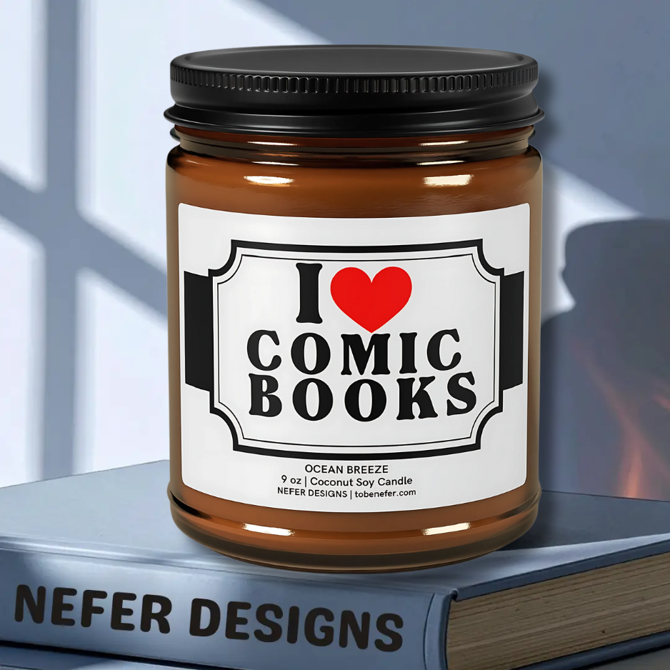 I Love Comic Books Soy Candle | Bookish Gift for Readers