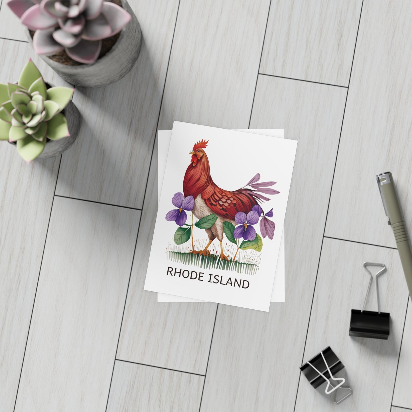 Rhode Island | Red Hen & Violets | Home State Greeting Card