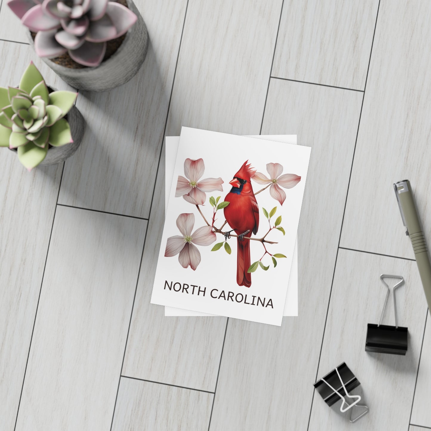 North Carolina | Cardinal & Dogwood Tree | Home State Greeting Card