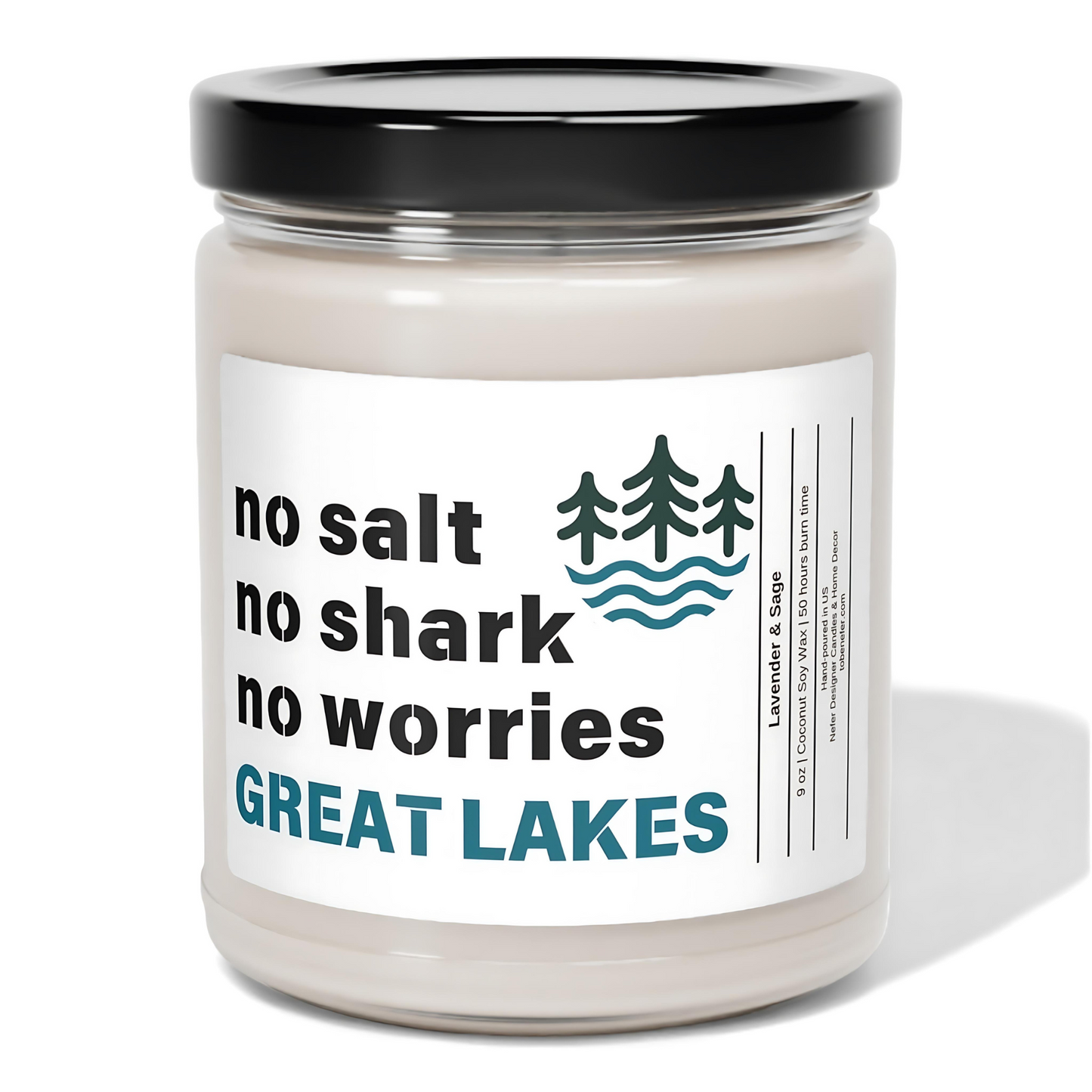 Great Lakes - No Salt No Shark No Worries | Lake Themed Candle Decor