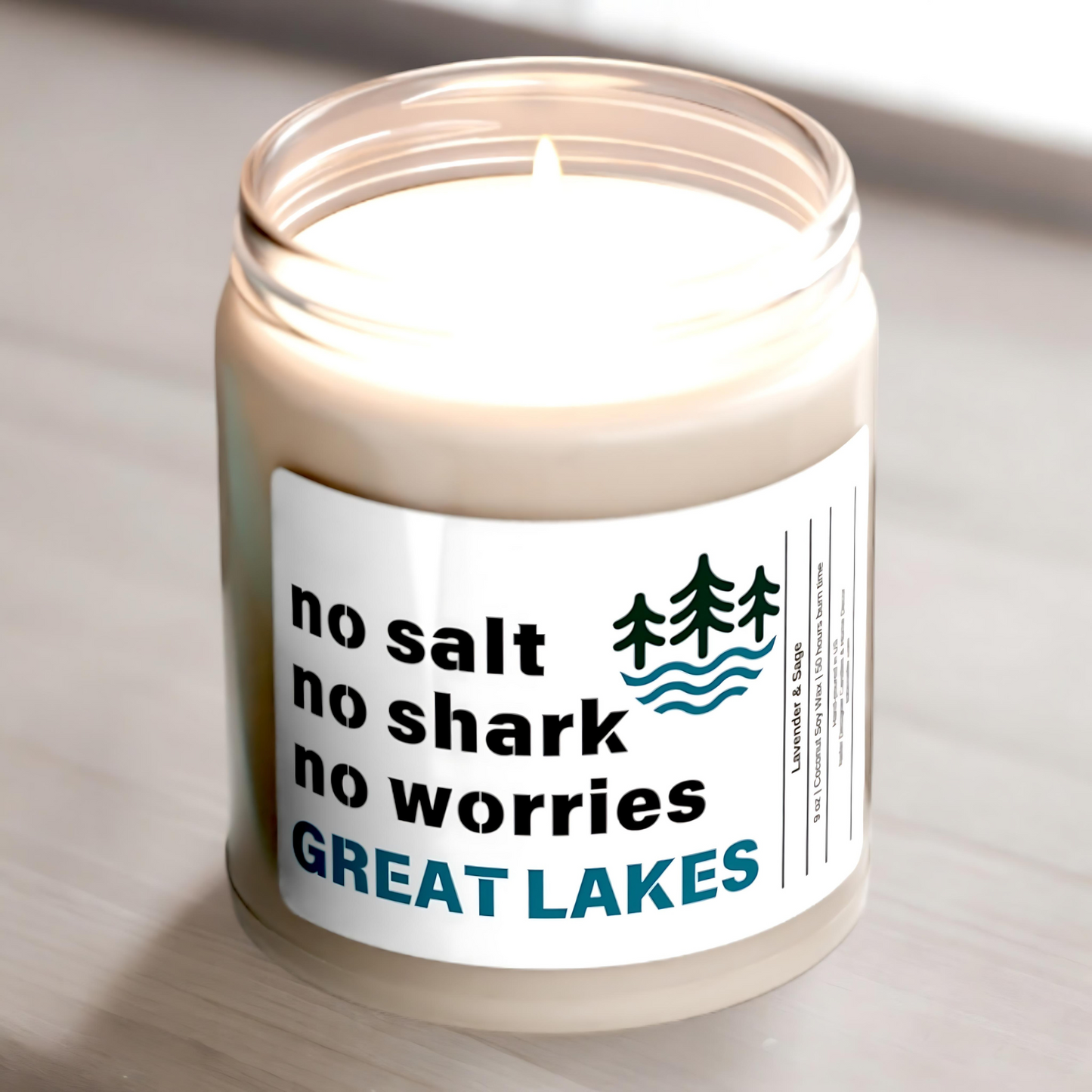 Great Lakes - No Salt No Shark No Worries | Lake Themed Candle Decor