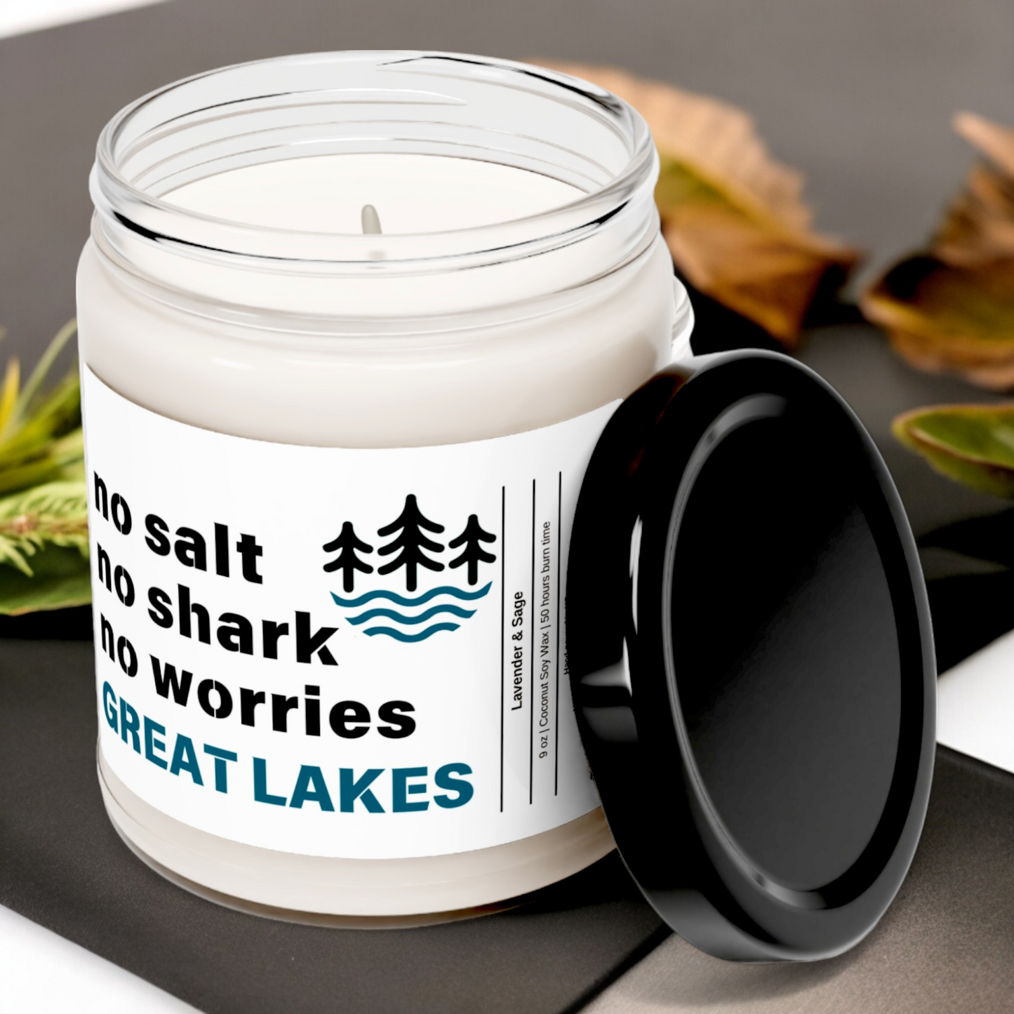 Great Lakes - No Salt No Shark No Worries | Lake Themed Candle Decor