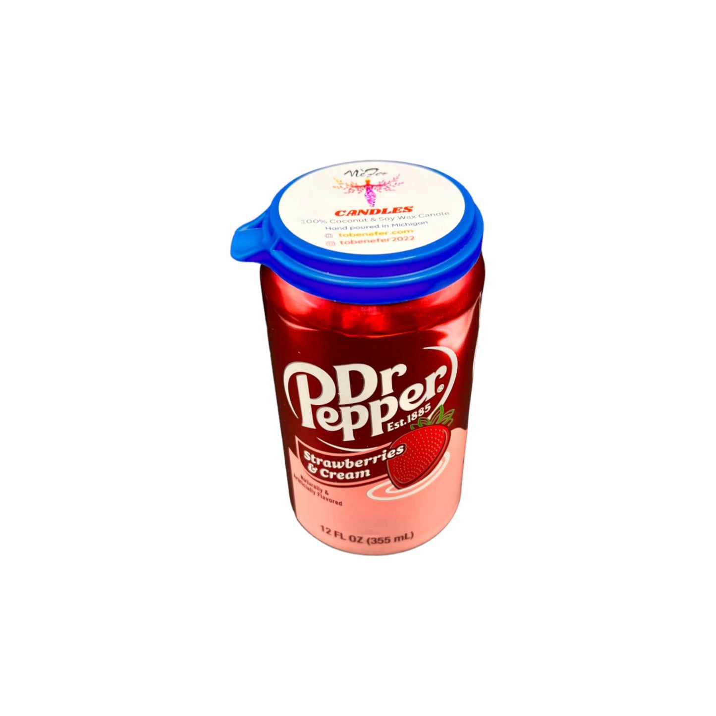 Dr. Pepper Strawberries & Creme Candle | Hand Poured Dr Pepper Soda Can Candle | 12 oz Soda-Themed Can Candle