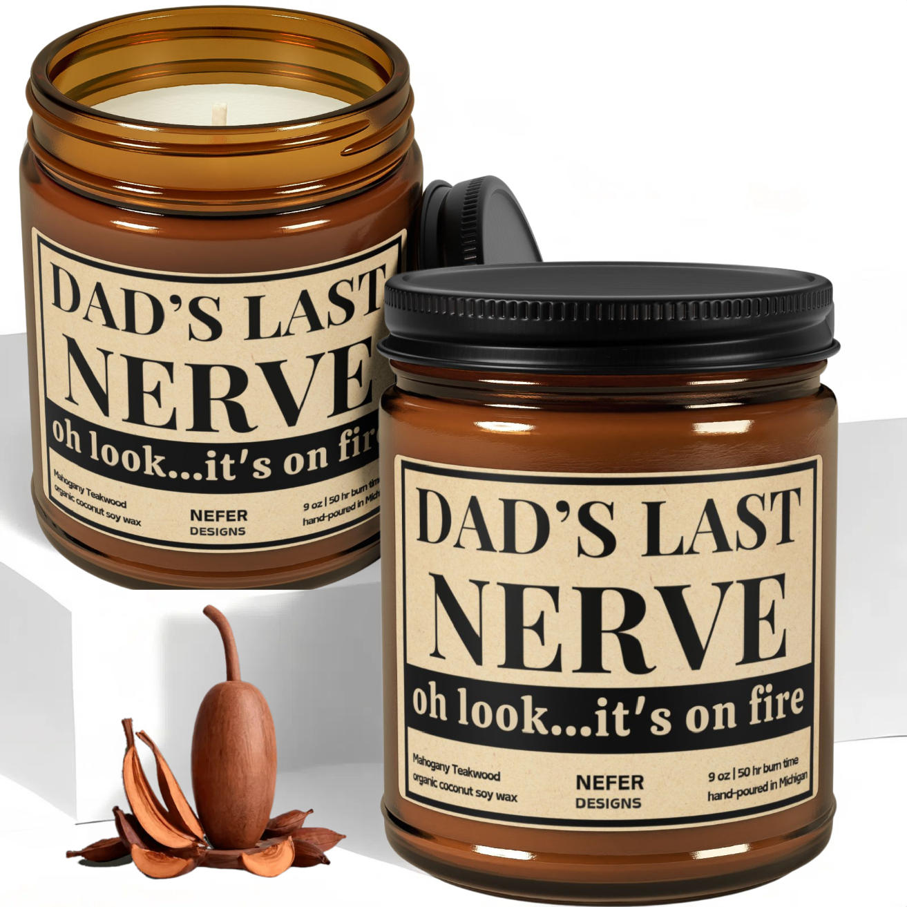 Funny 'Dad’s Last Nerve' Scented Candle – Soy Wax Gift for Stressed-Out Moms, Relaxing Lavender Vanilla Scent, Sarcastic Humor Gift Idea
