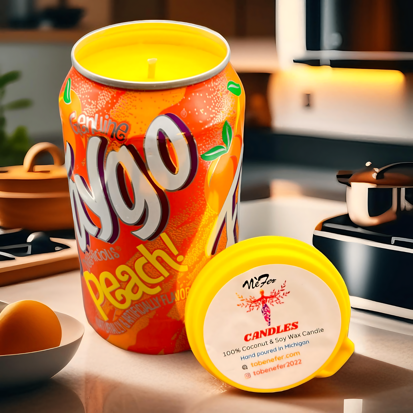 Faygo Peach Can Candle