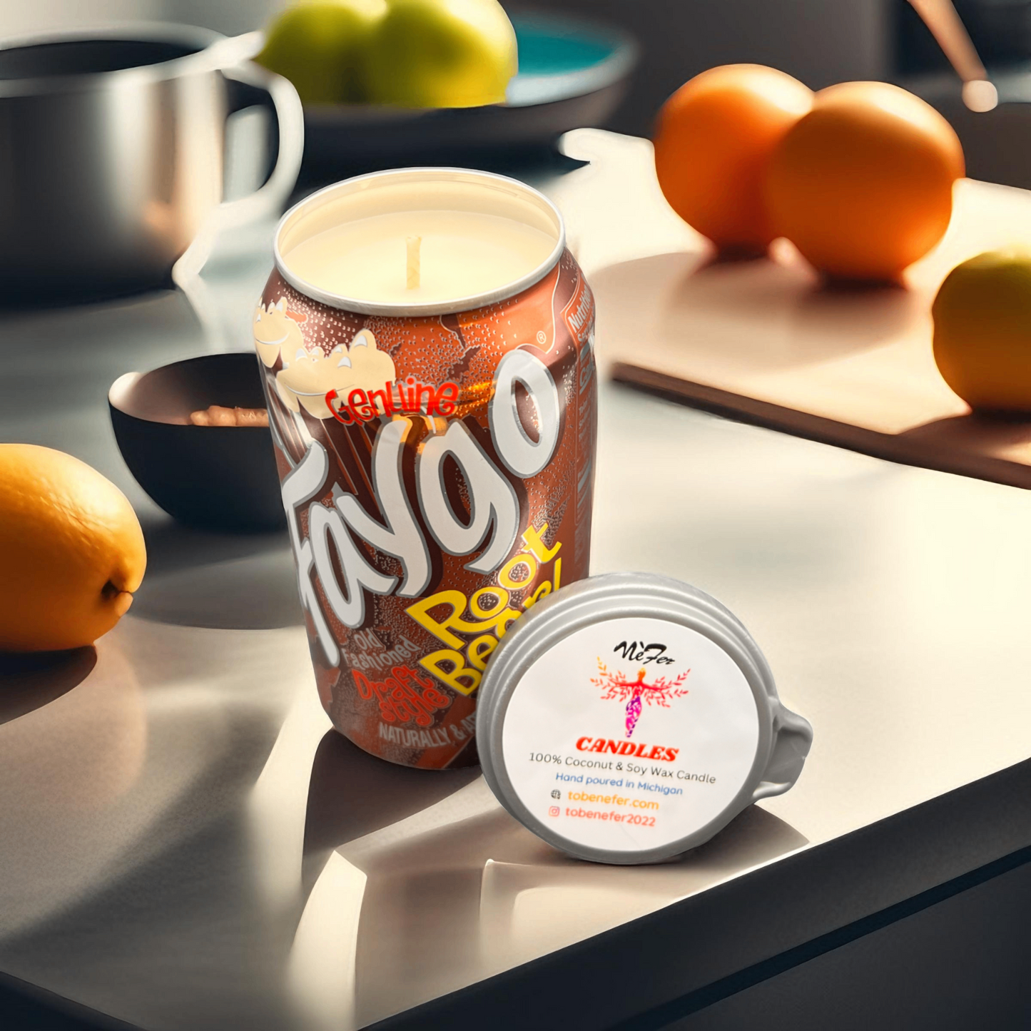 Faygo Root Beer Can Candle