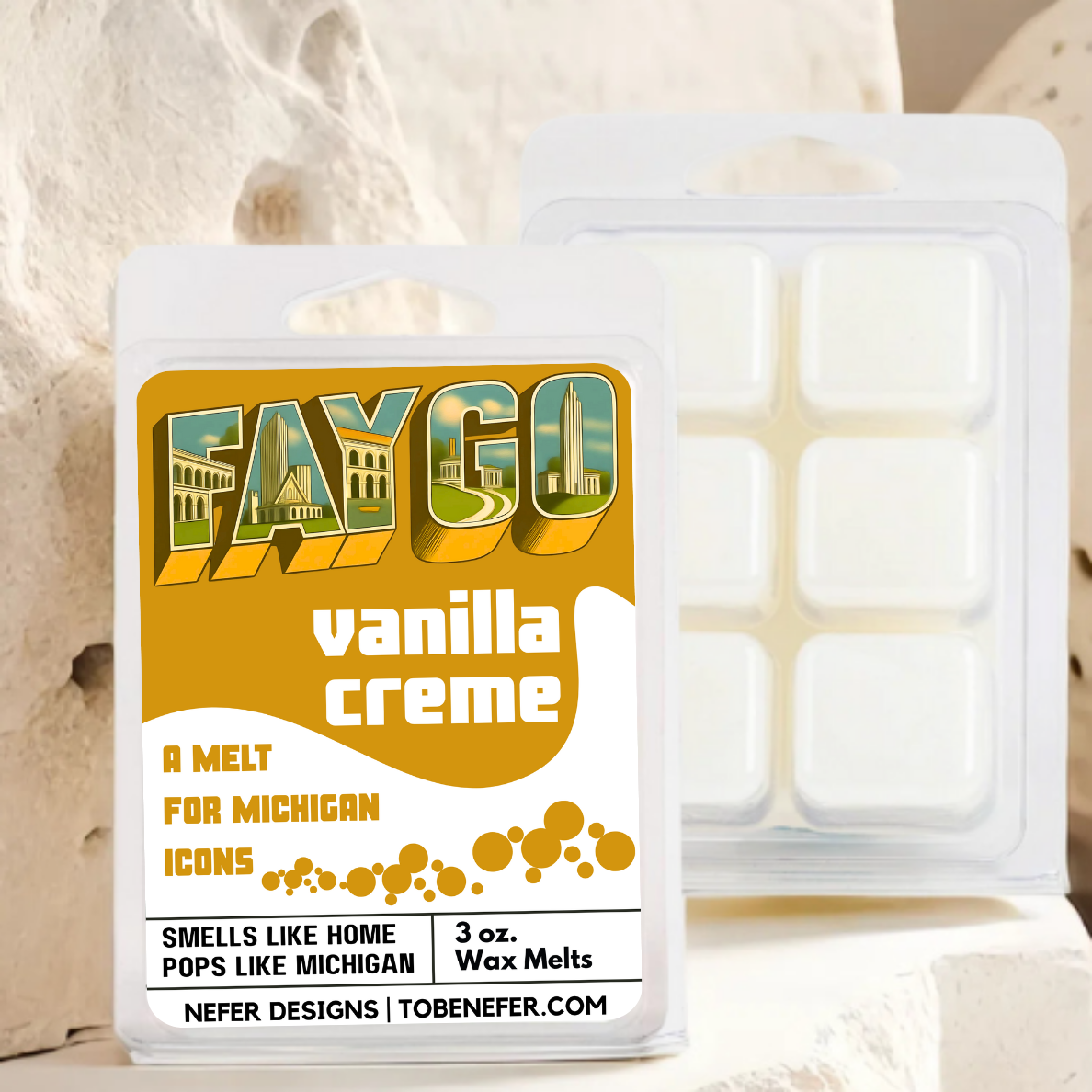 Faygo Vanilla Creme wax melt packaging with a white background