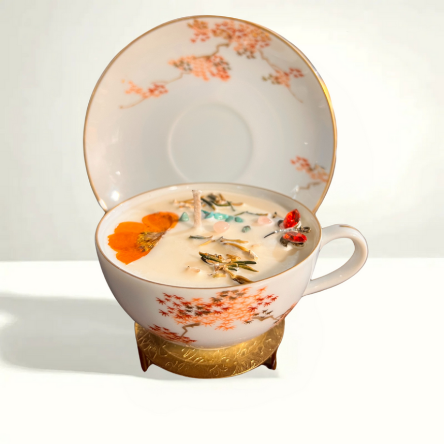 Fukagawa Arita Pattern No. 905 teacup and saucer, featuring intricate hand-painted designs on translucent porcelain, crafted in Arita, Japan between the 1950s and 1970s
