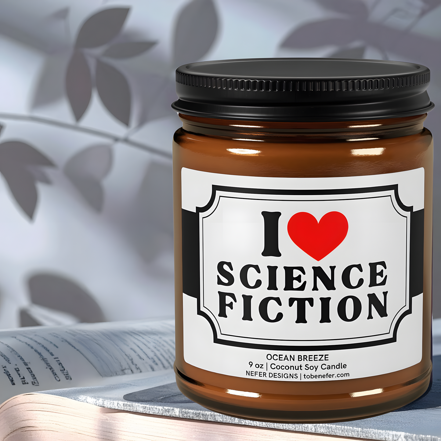 I Love Science Fiction Soy Candle | Bookish Gift for Readers