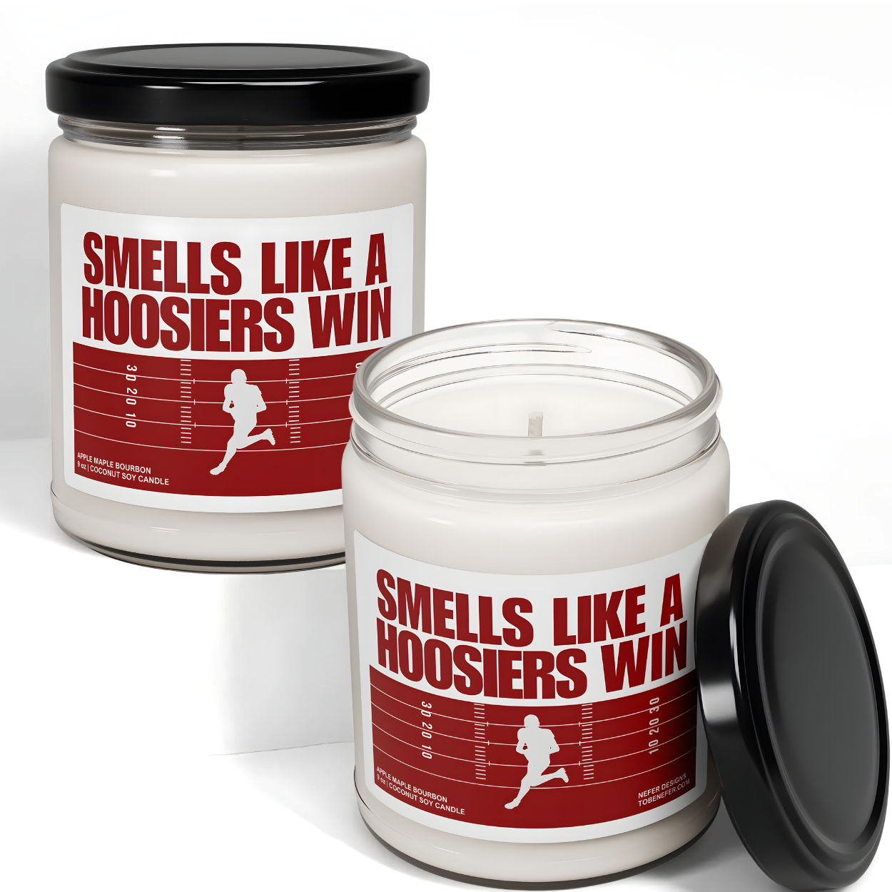 Indiana University Hoosiers Football Game day candle with the team colors as a label on the jar.