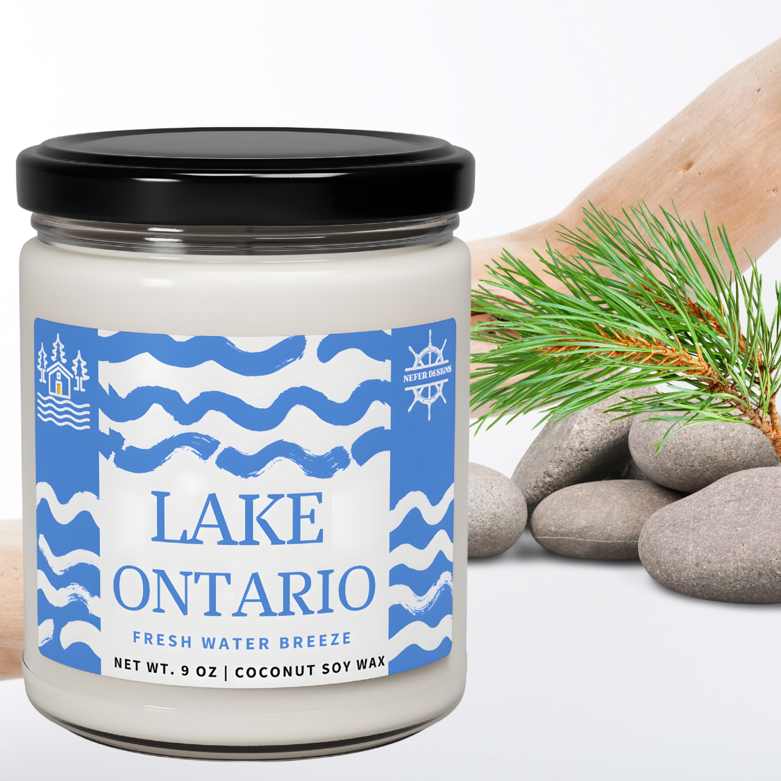 Great Lakes Inspired Candle – Lake Ontario Fresh Water Breeze, Handmade with Coconut Soy Wax
