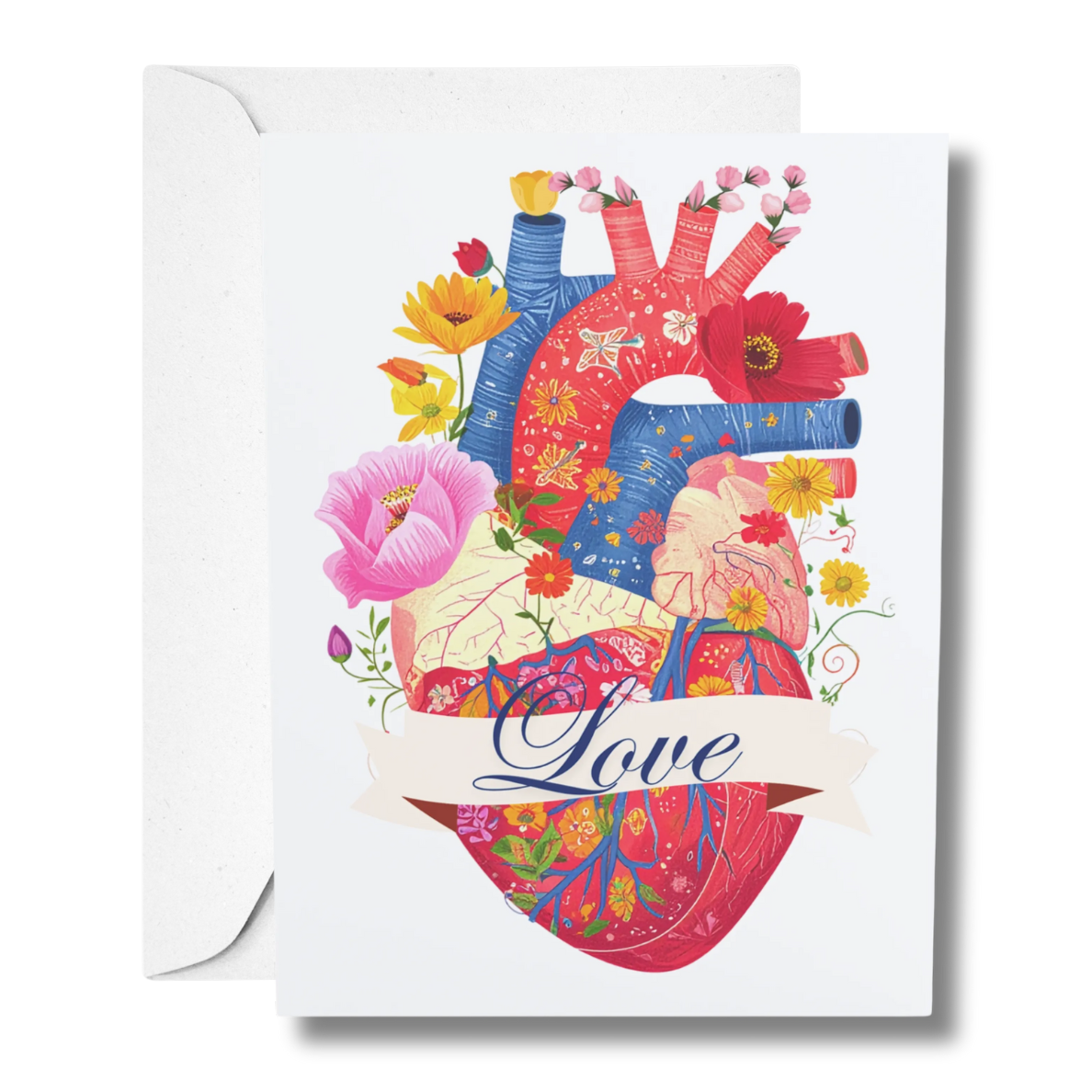 flower shaped anatomical heart with a whotebackground.