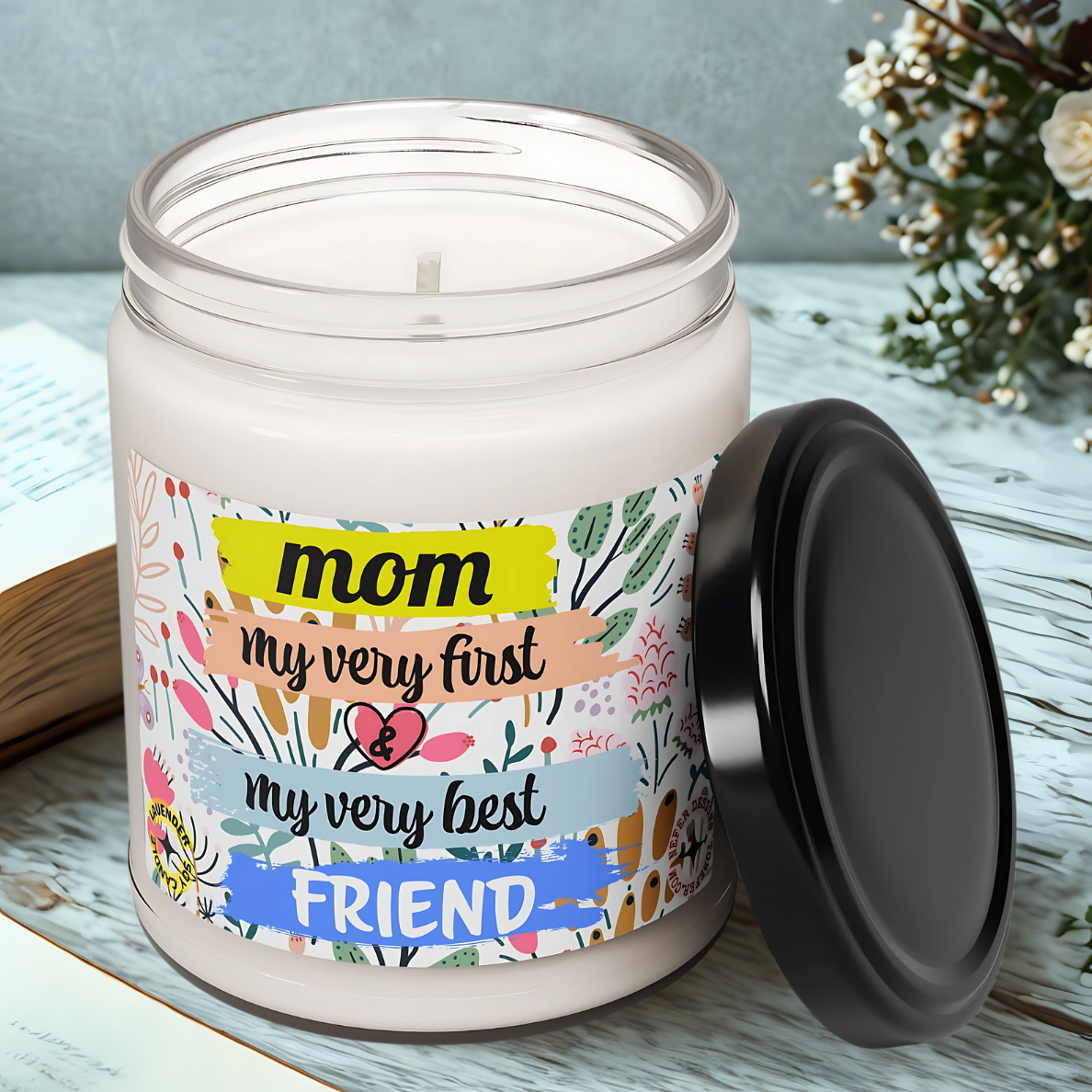 Custom 'Mom My Very First Best Friend' Candle - Heartwarming Gift for Her
