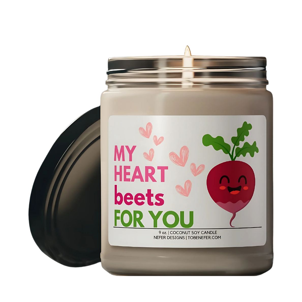 My heart beets for you love candle