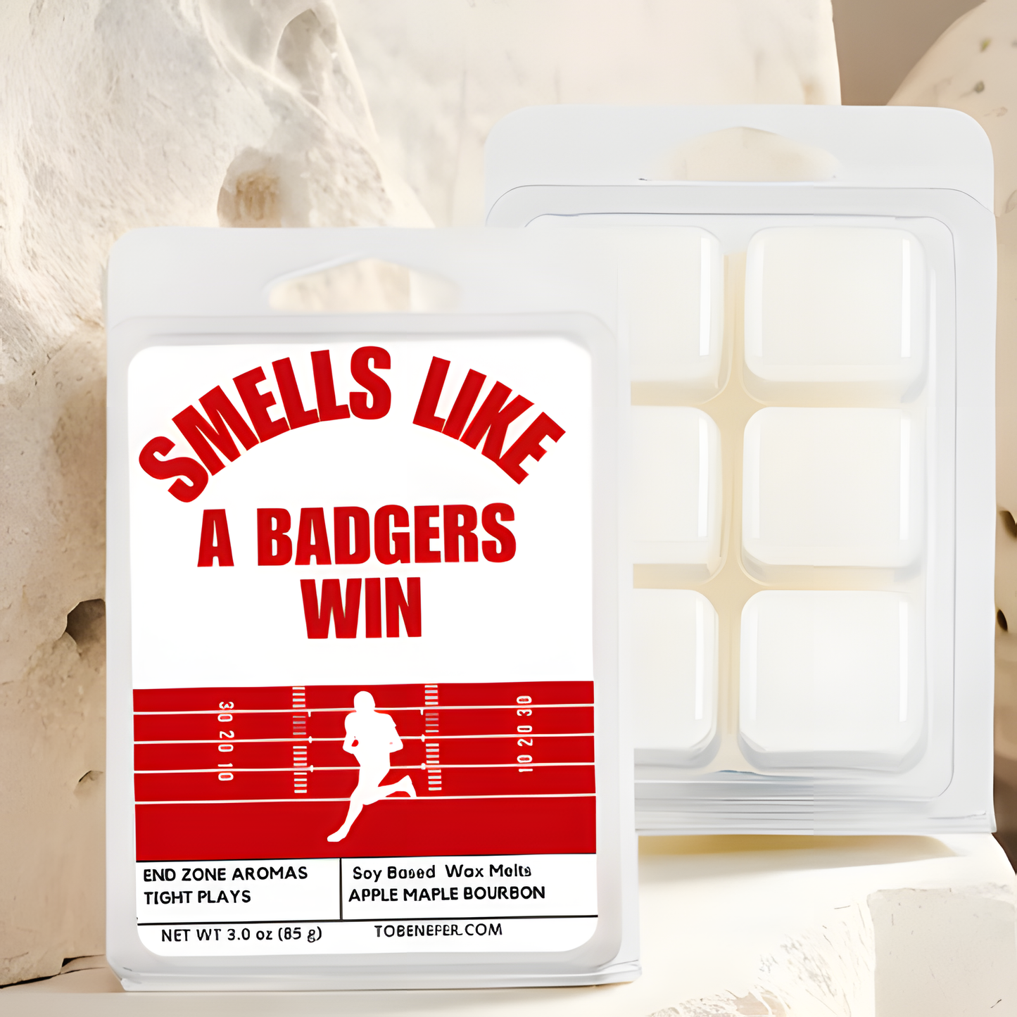 Smells Like a Badgers Win Candle – University of Wisconsin Game Day Candle in Red and White, Perfect for Fans, Tailgates, and Gifts.
