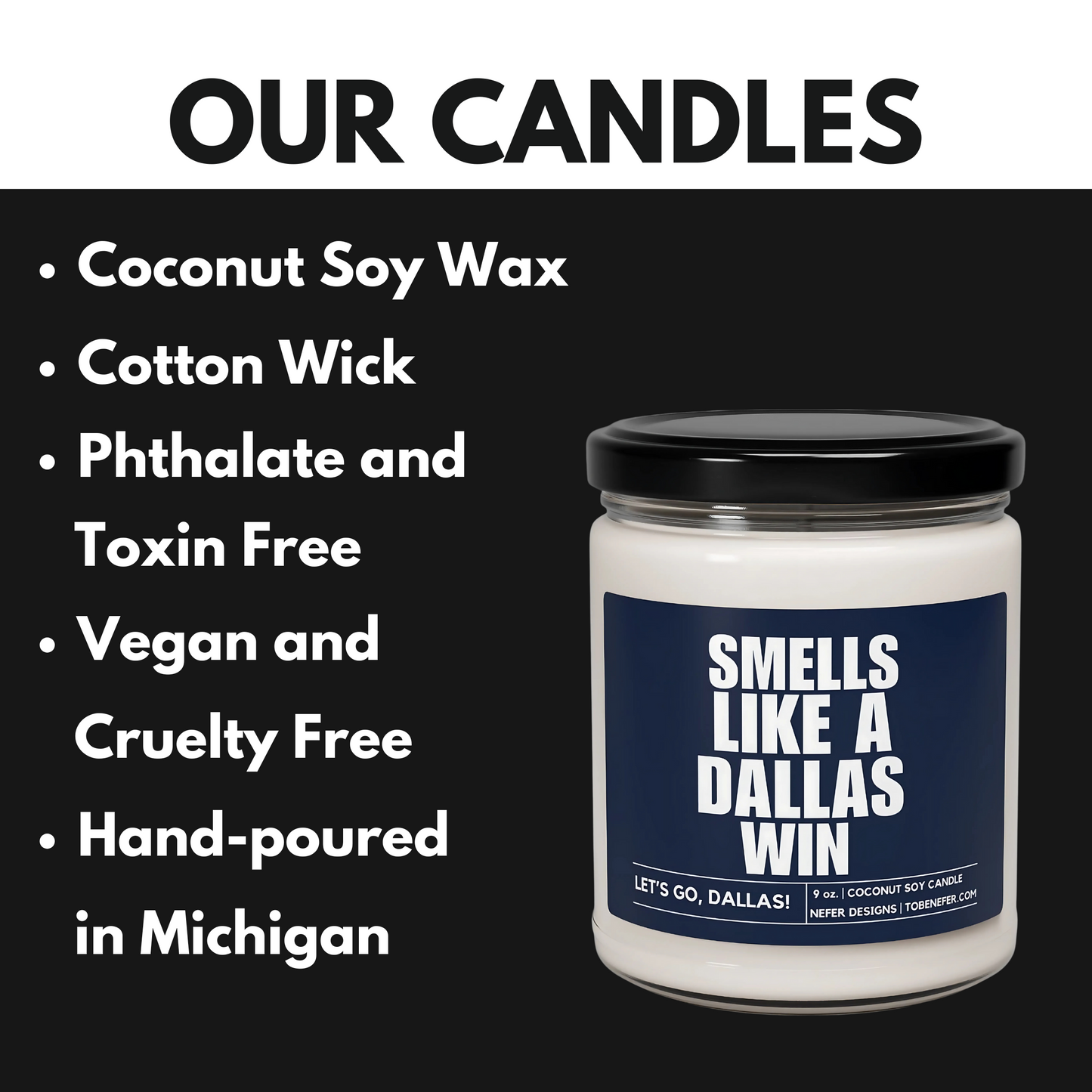 Dallas Cowboys sports fan candle gift