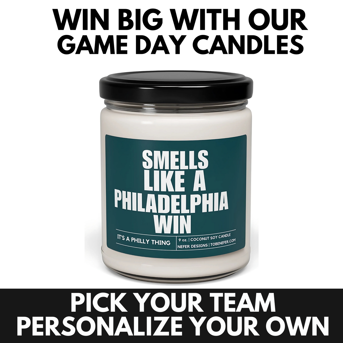 Philadelphia Eagles football themed candle gift
