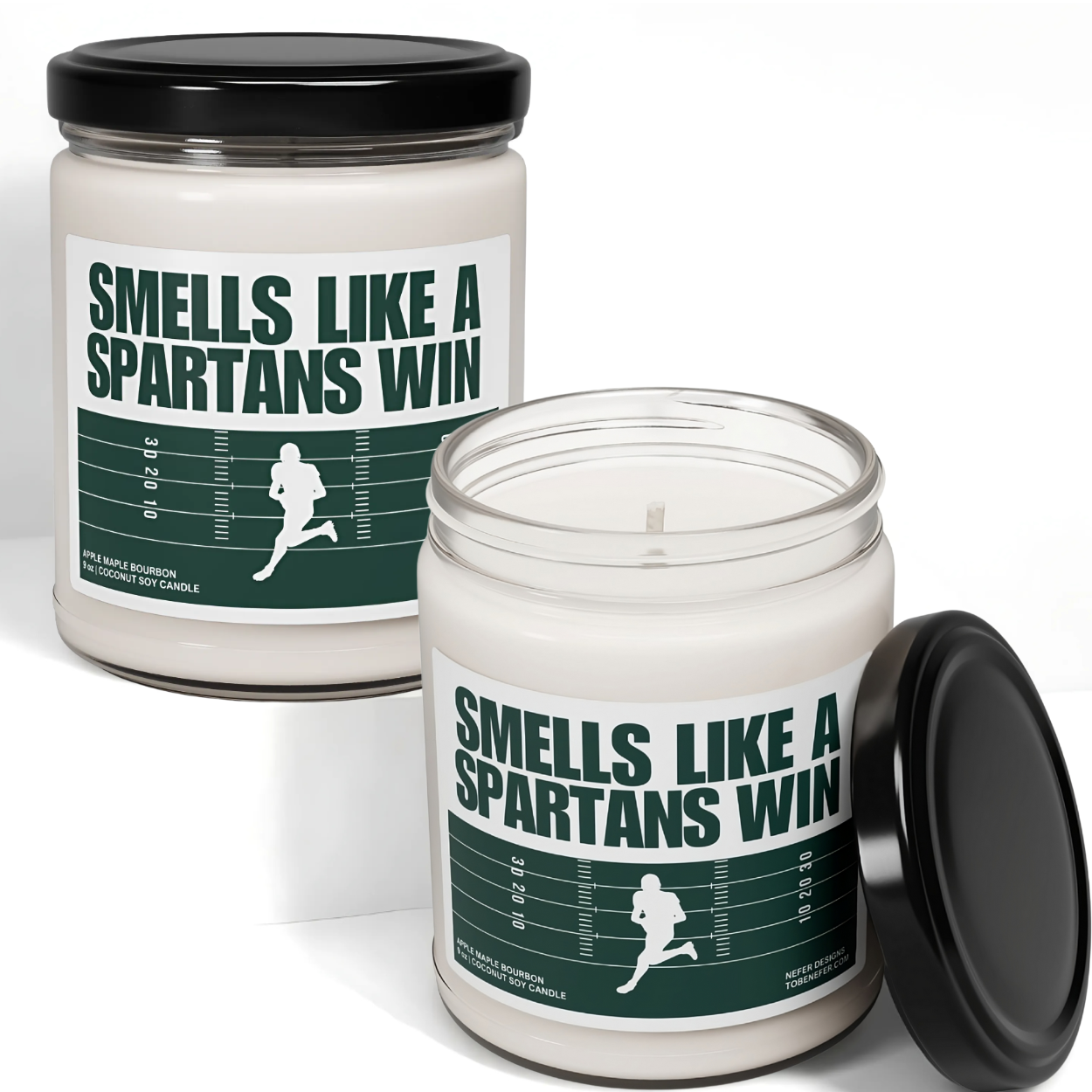 Smells Like a Spartan Win Candle – Michigan State Game Day Candle in Green and White Perfect for Fans, Tailgates, and Gifts.