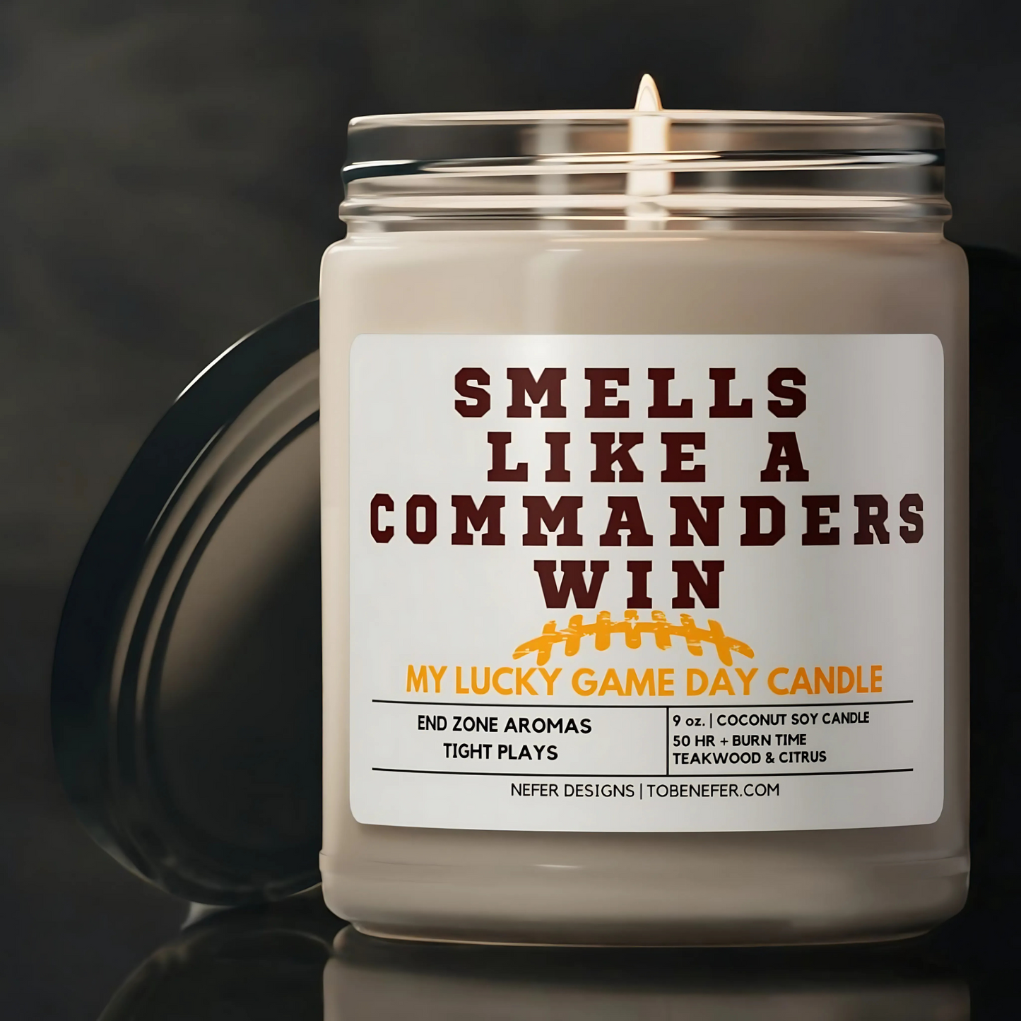 washington commanders win game day candle 3