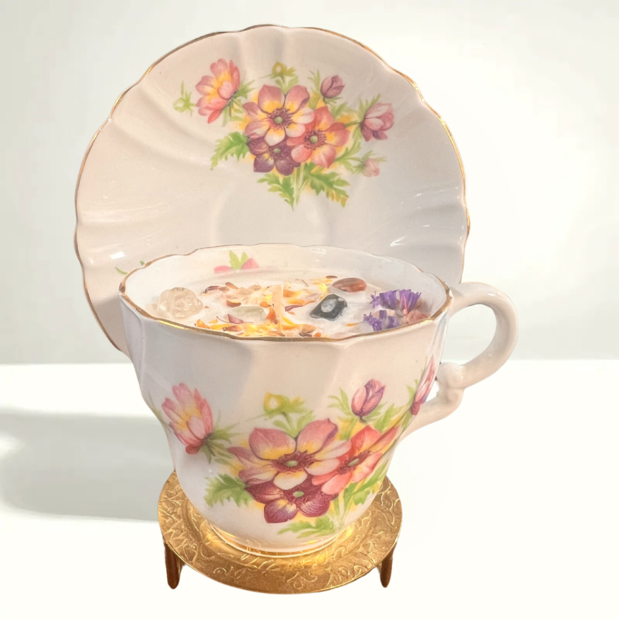 Elegant vintage teacup made of fine bone china, showcasing a delicate floral design and classic British porcelain craftsmanship from Stanley China.