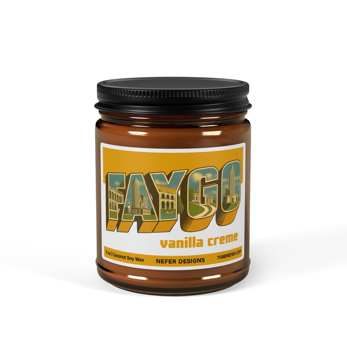 Jar of Faygo Vanilla Creme on a white background