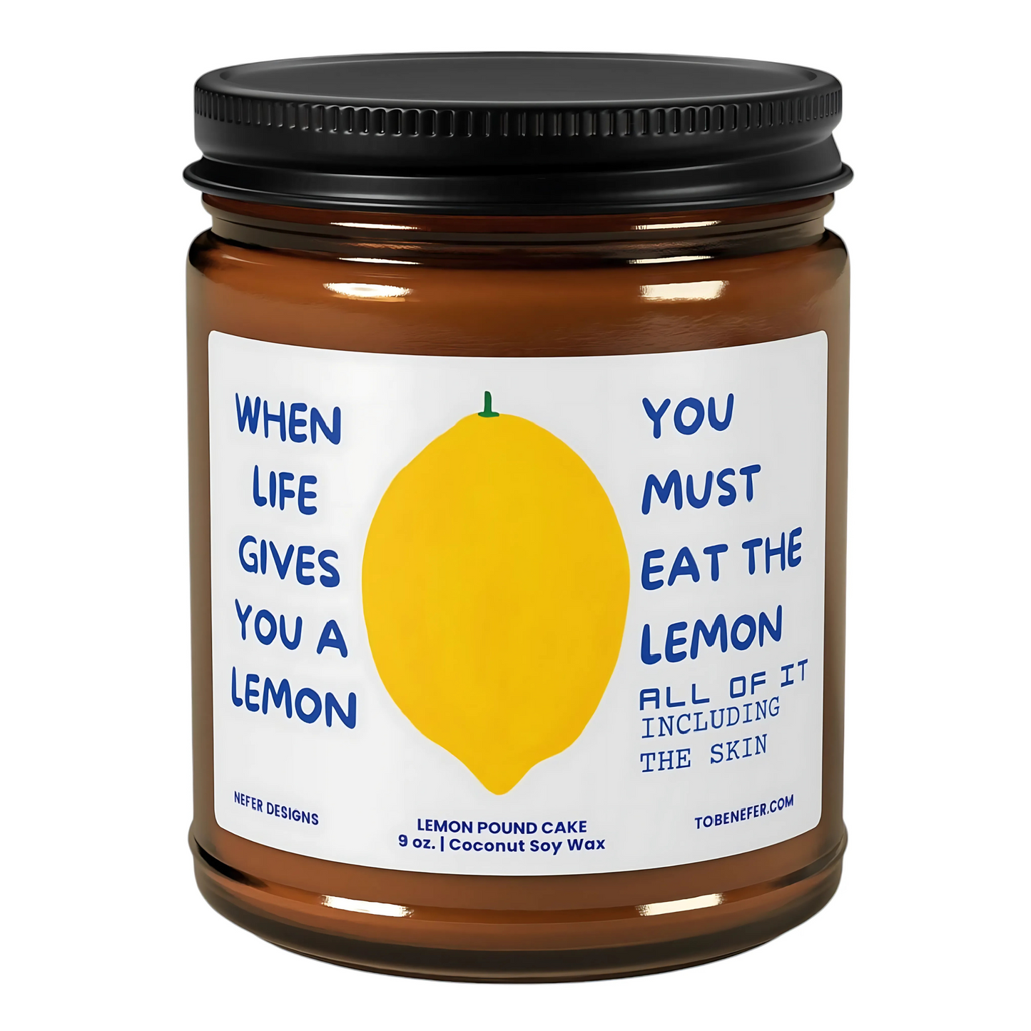 Lemon themed funny birthday best friend gift candle amber jar