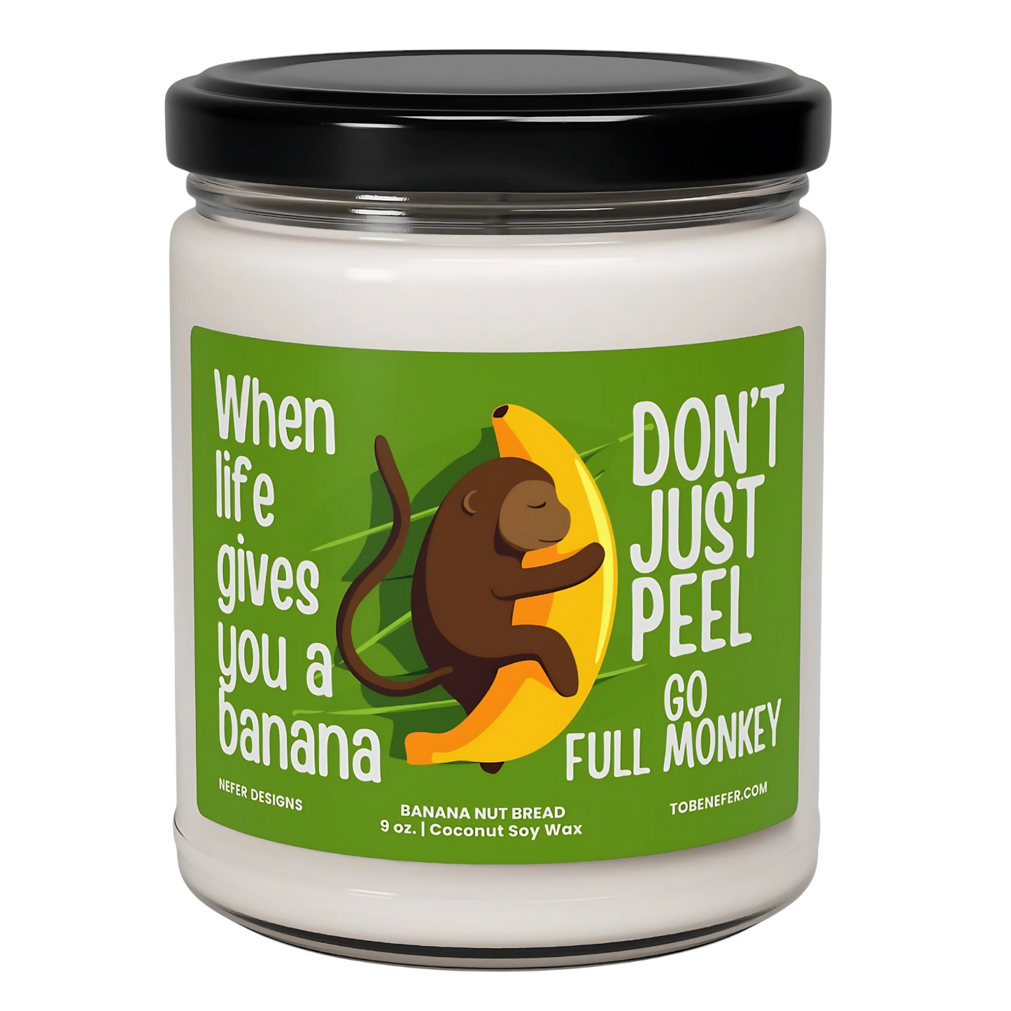 Monkey and Banana themed motivational best friend coworker gift candle clear jar