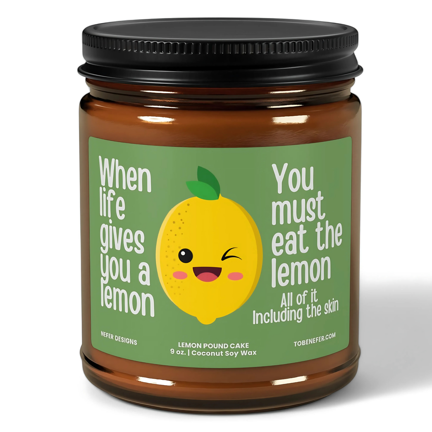 Lemon themed funny gift candle amber jar 1