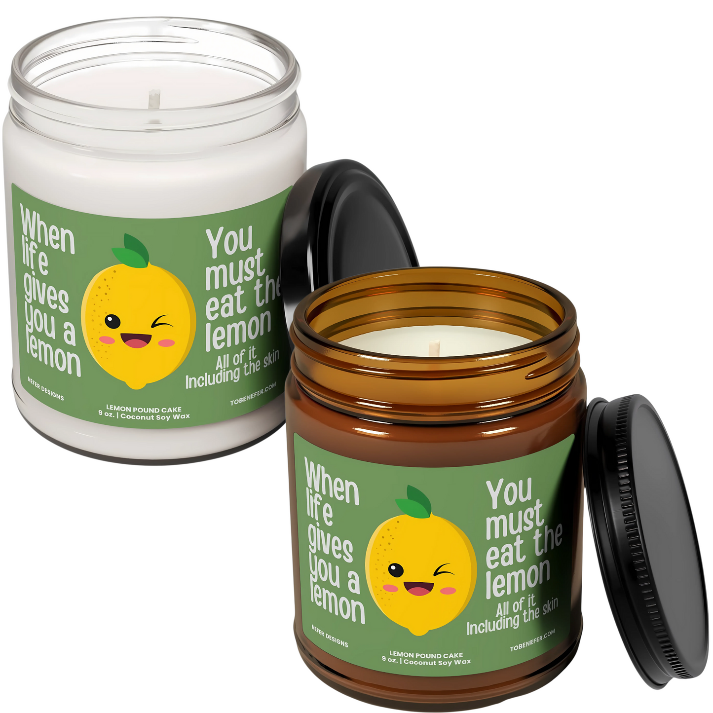 Lemon themed funny gift candle amber and clear jar