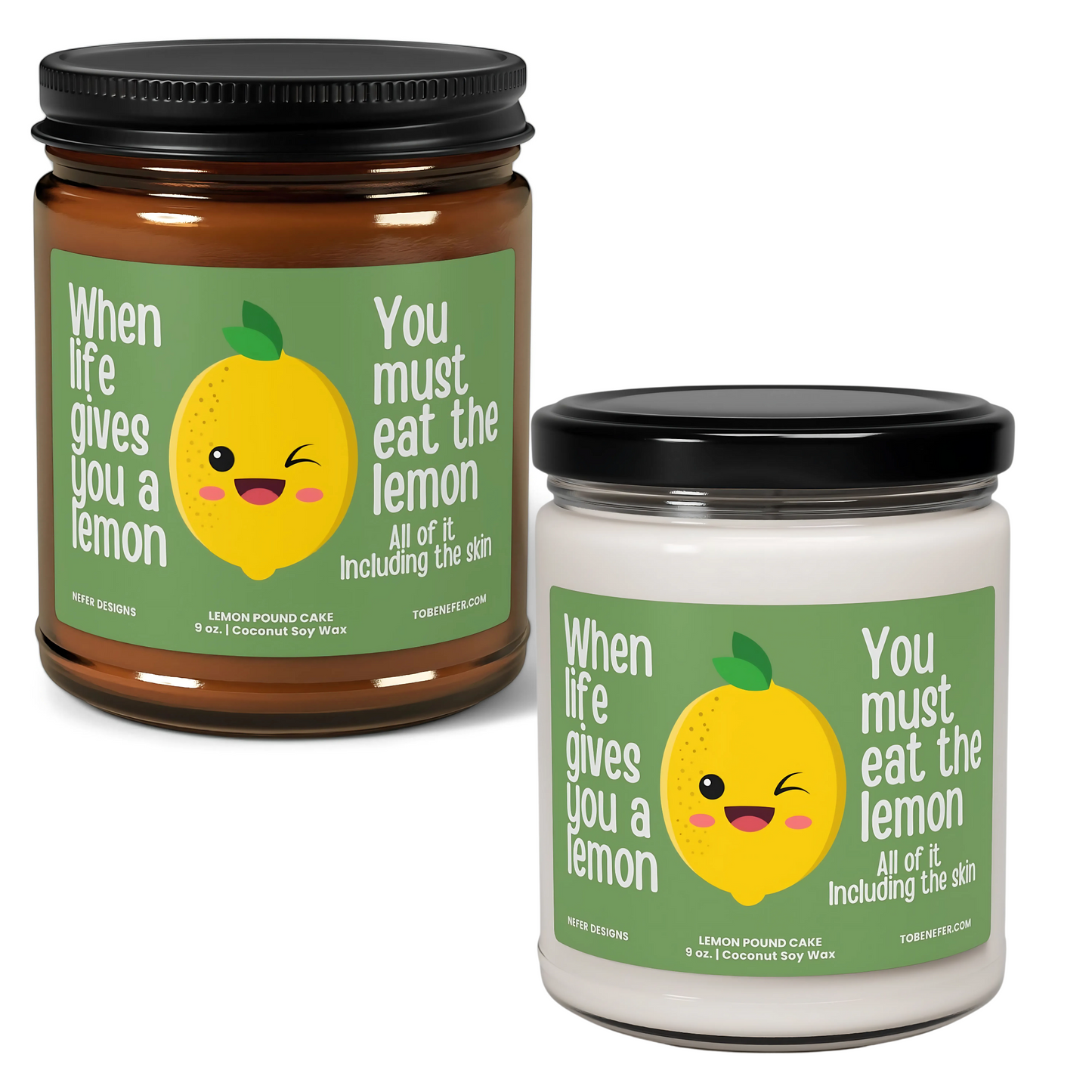 Lemon themed funny gift candle amber and clear jar 2