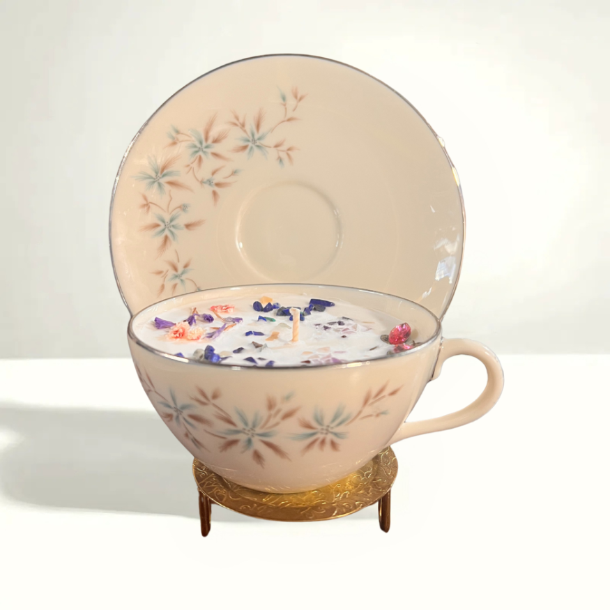 Elegant porcelain teacup and saucer from Lenox’s Wyndcrest line, showcasing delicate floral accents and refined American craftsmanship.