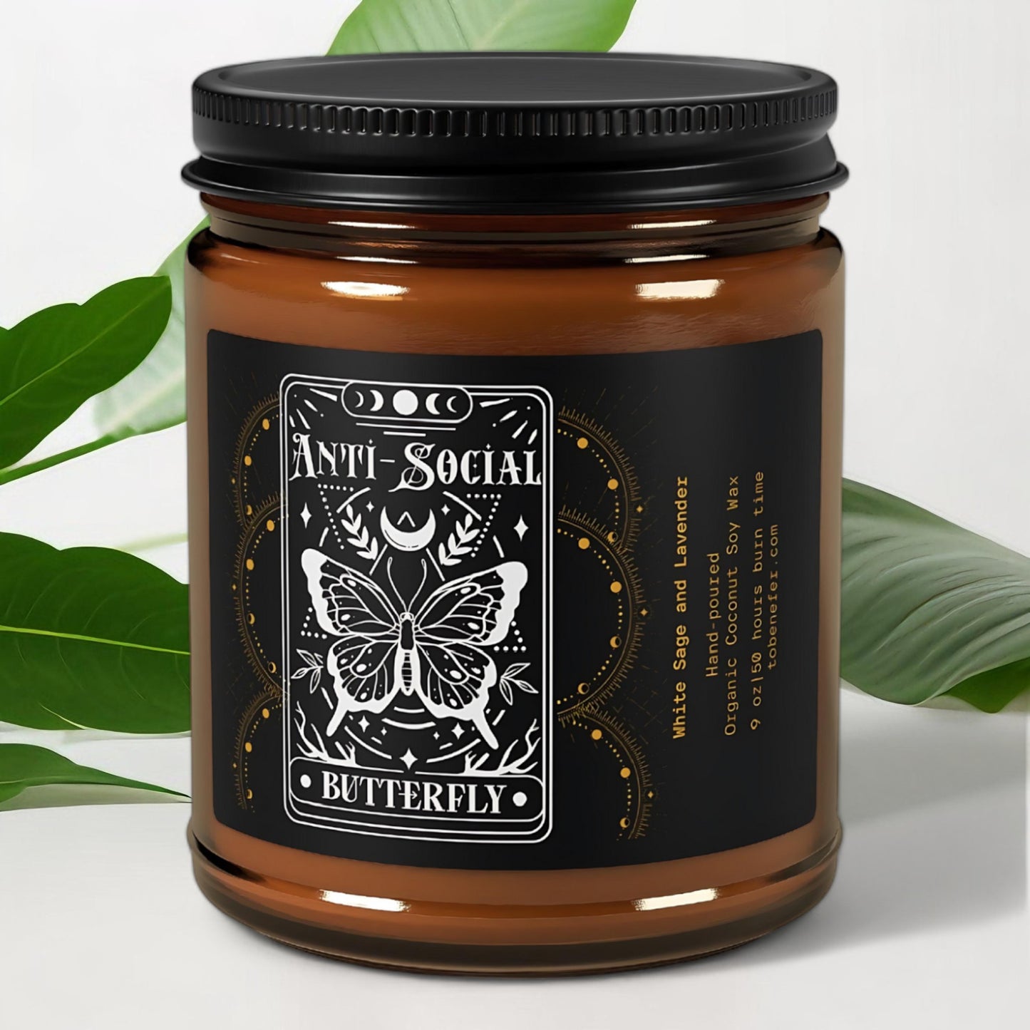 antisocial butterfly tarot card candle