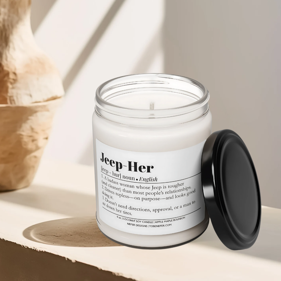 Jeep-Her Soy Candle - 9oz Coconut Wax Candle for Jeep Women | Badass Scent with Apple Maple Bourbon Notes