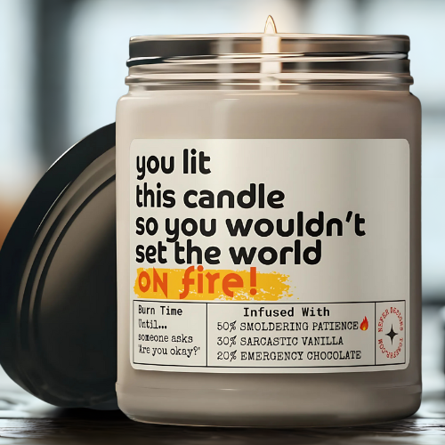 Cotton wick burning in organic vanilla chocolate candle - clean flame for stress relief.