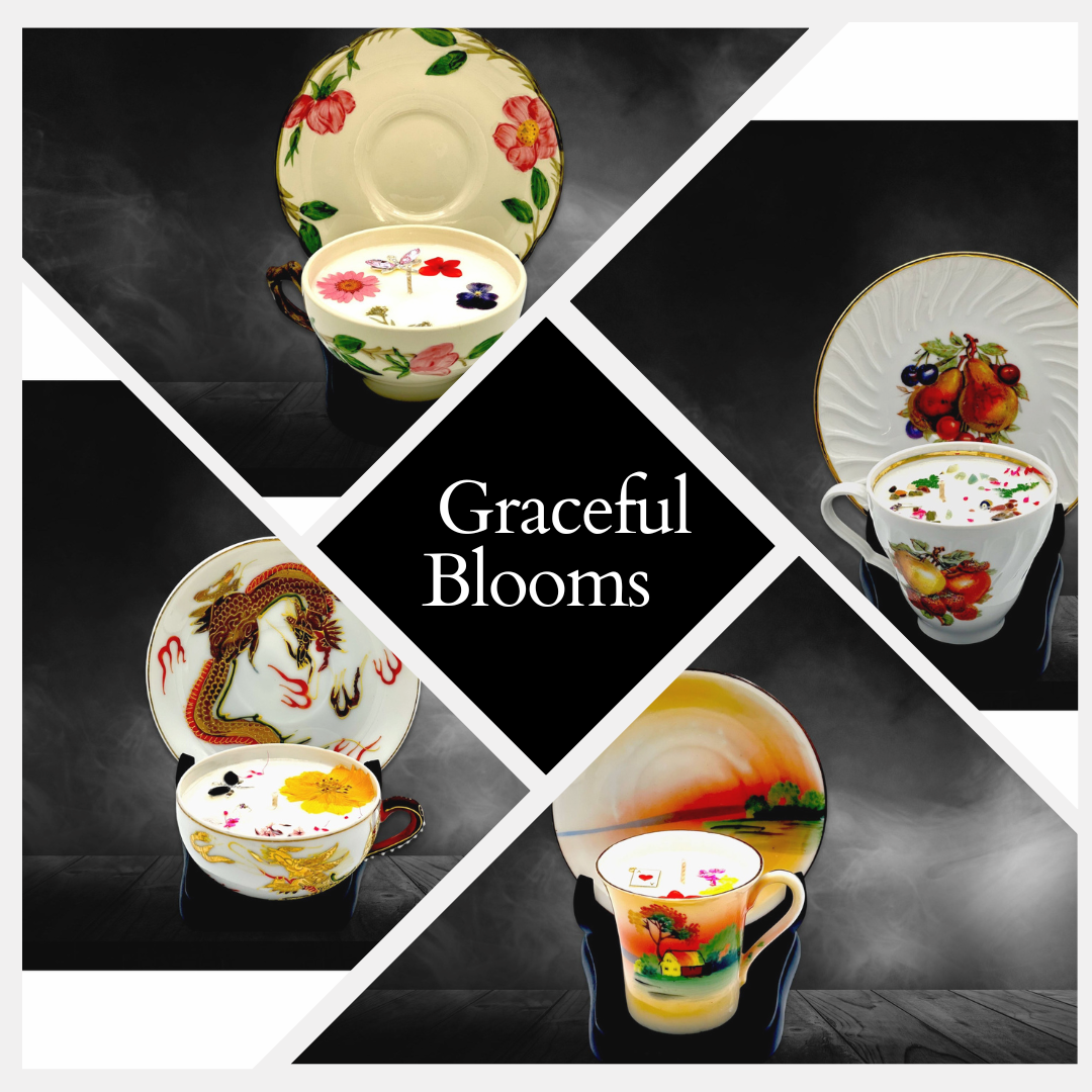 Cherry Blossom Vintage Teacup Candles | Graceful Blooms in Delicate Elegance