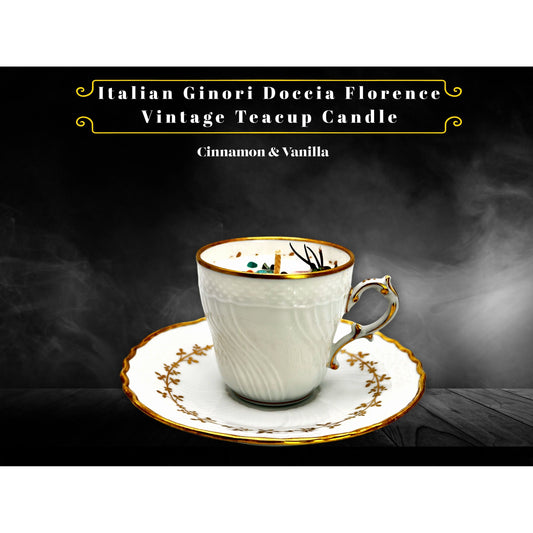 Italian Ginori Doccia Florence Vintage Teacup Candle
