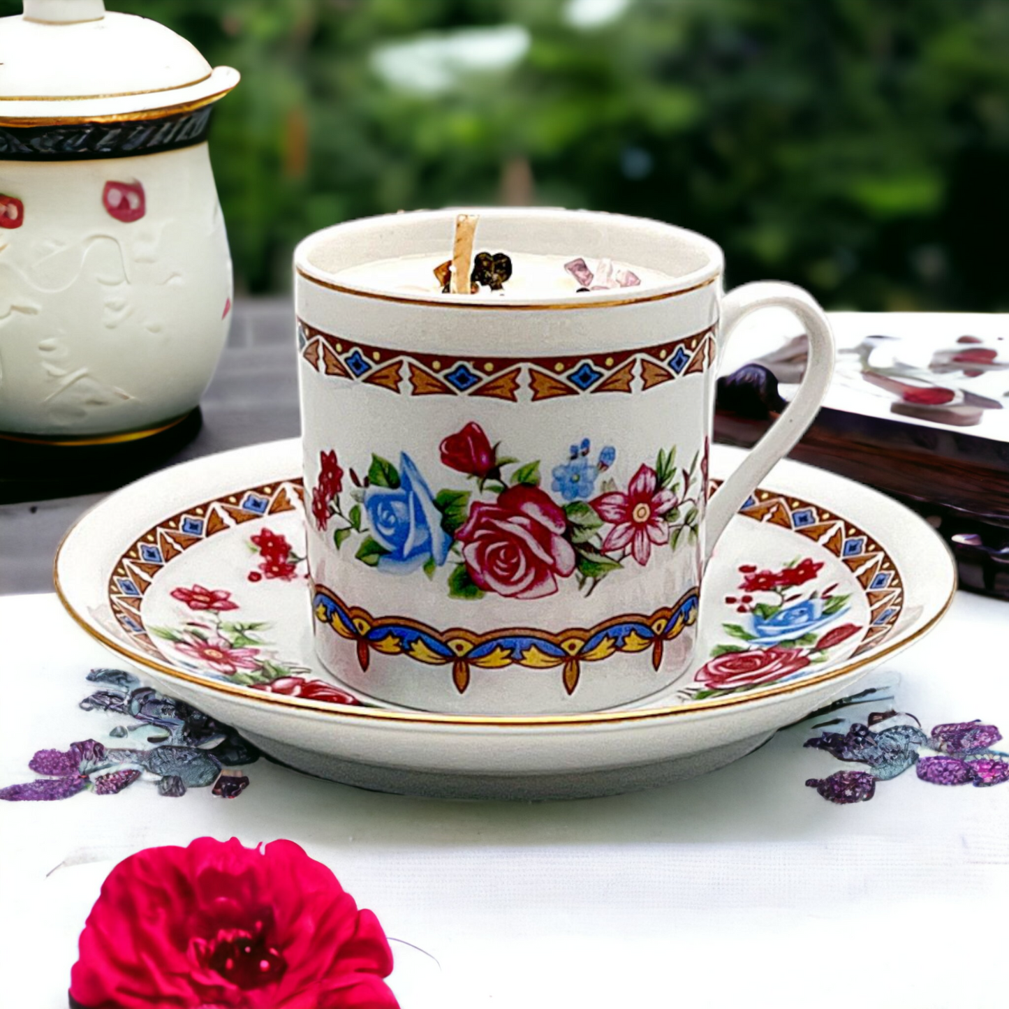 Chinese ZhongGuo Vintage Teacup Candle