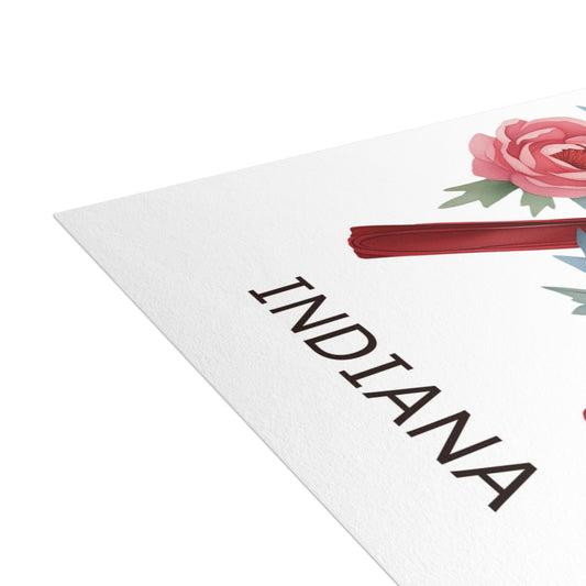 Indiana | Red Cardinal & Peonies | Home State Greeting Card