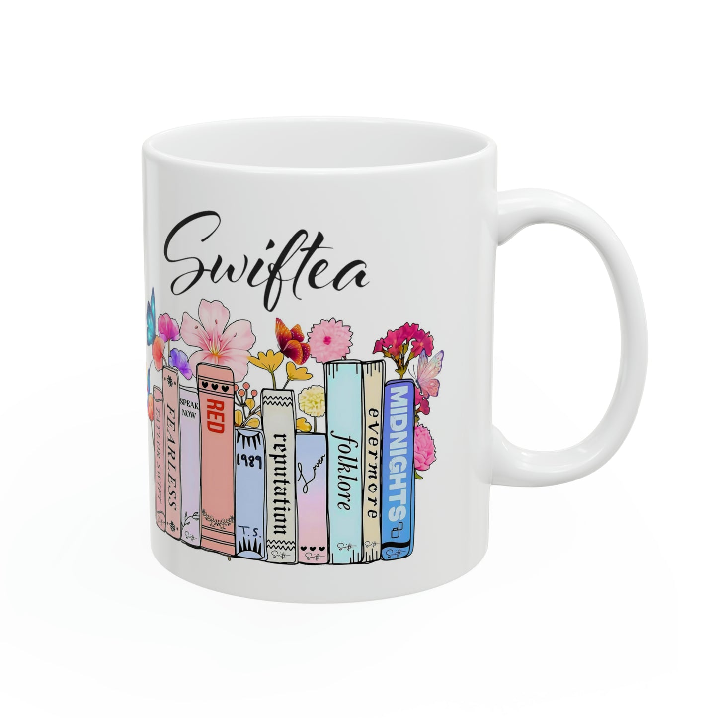 Taylor's Swiftea Ceramic Mug 11oz | Taylor Swiftie Merch | Floral Album Mug for Swiftie Fans | Christmas and Birthday Gifts for Swifties