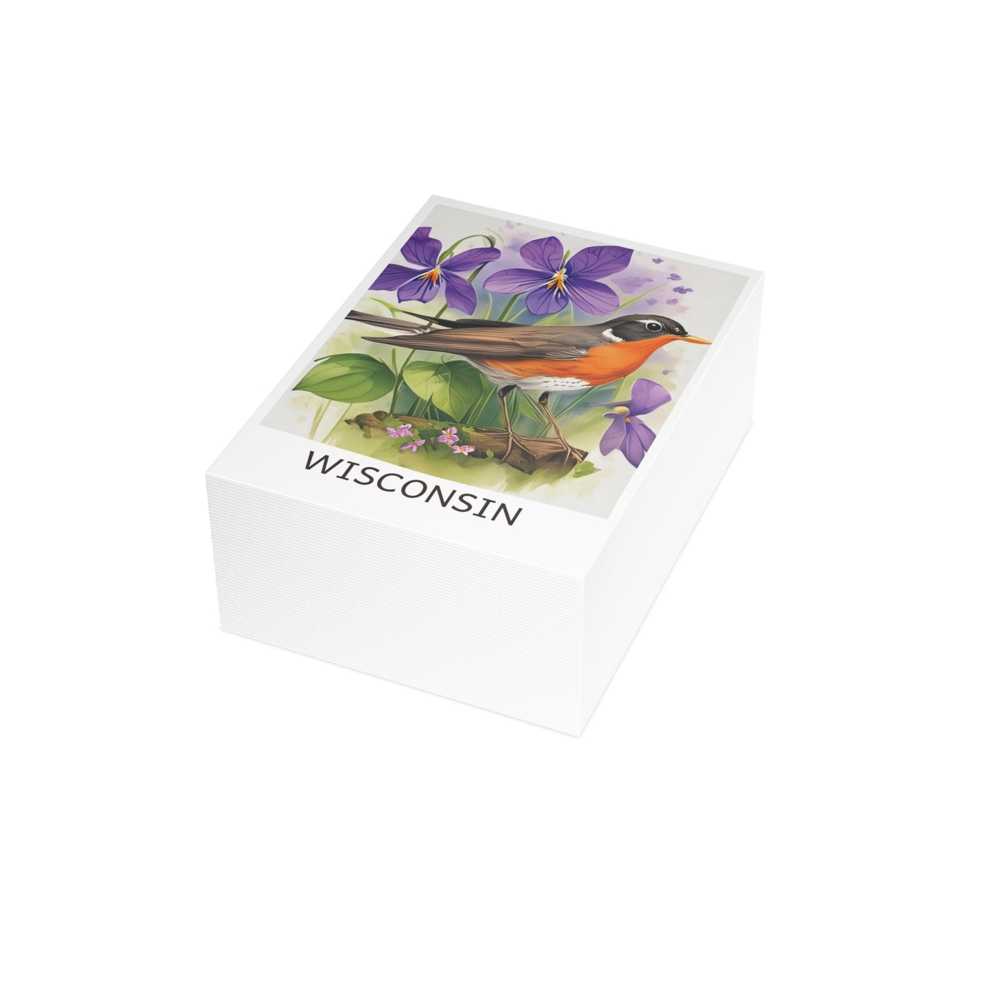 Wisconsin | Robin & Violets | Home State Greeting Card