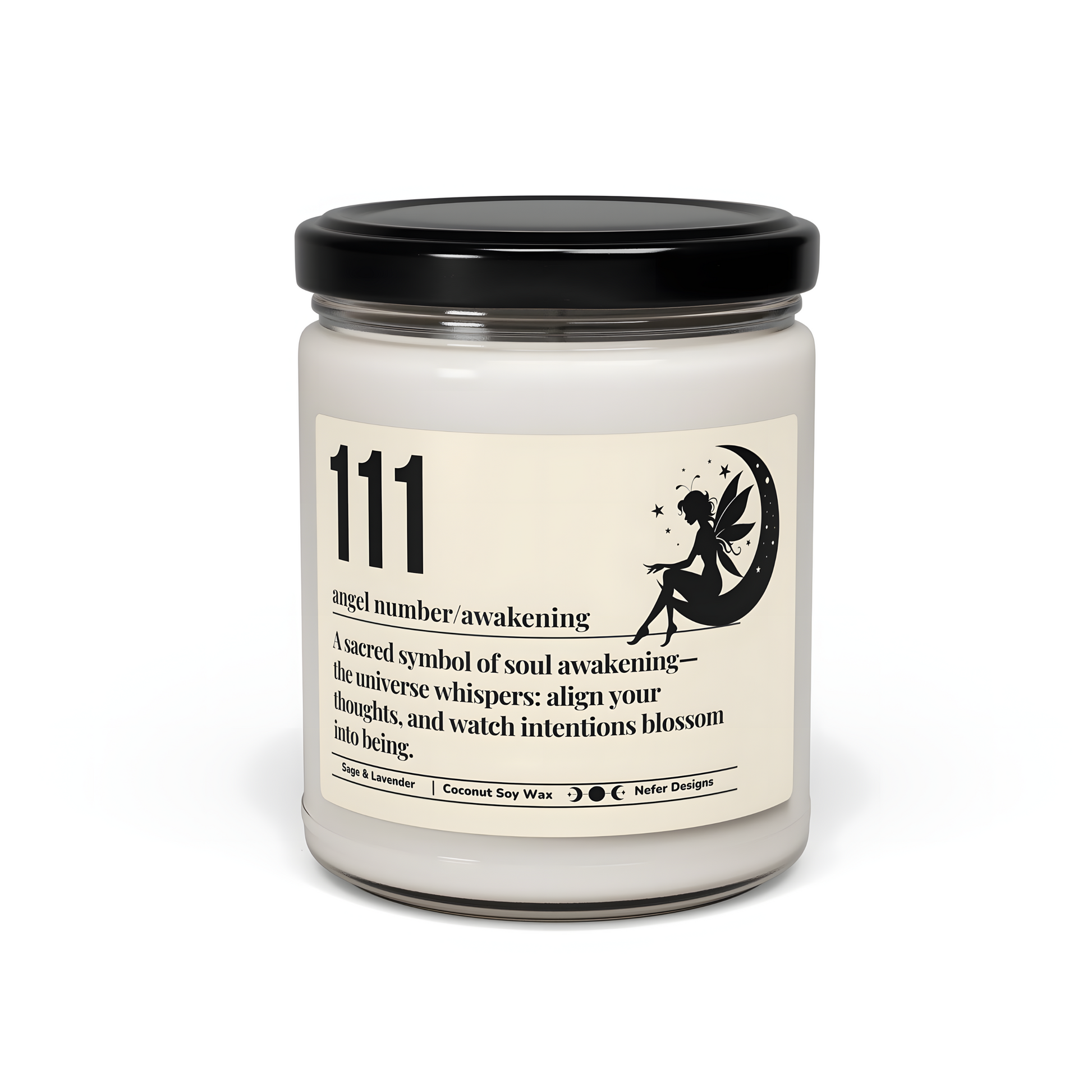 111 Angel Number Candle - Soul Awakening Manifestation Soy Wax with Sage & Lavender