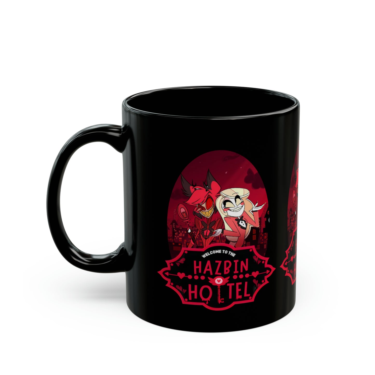 Alastor and Charlie Morningstar Coffee Mug | Welcome to the Hazbin Hotel Black Coffee Mug