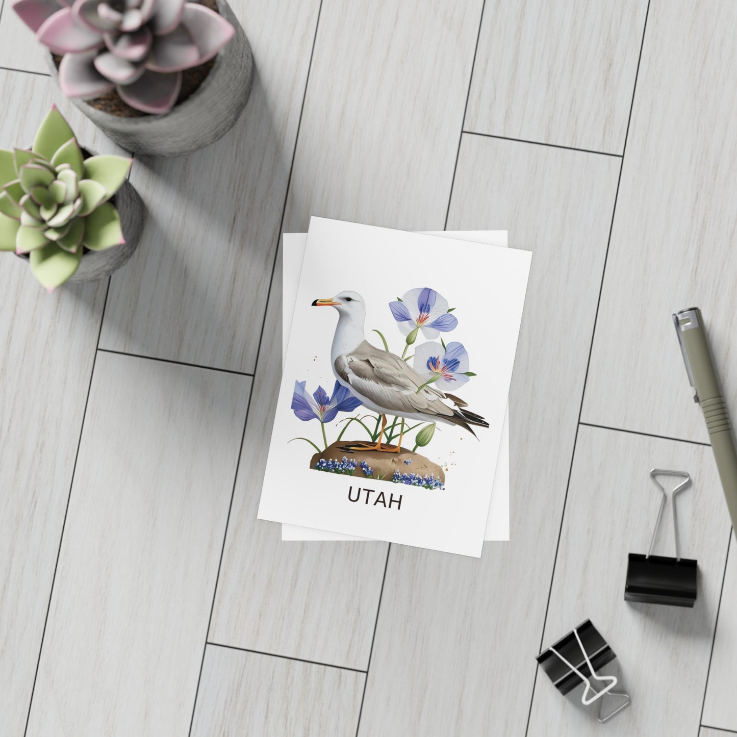 Utah | Gull & White Flowers | Home State Greeting Card