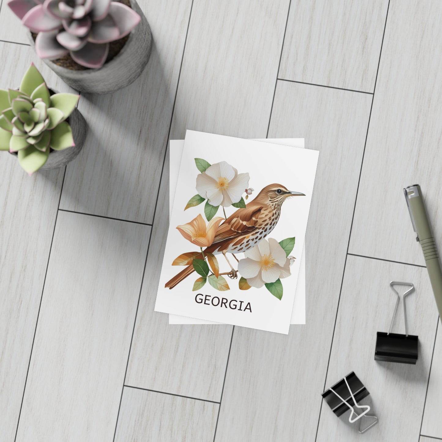 Georgia | Brown Thrasher & Cherokee Rose | Home State Greeting Card