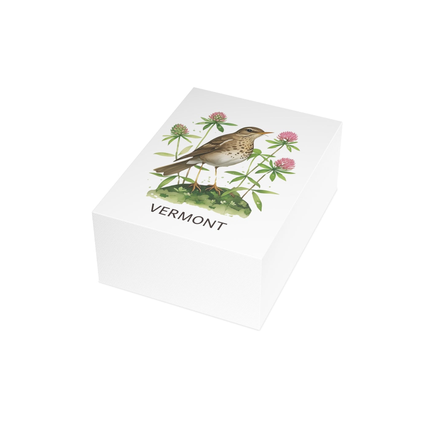 Vermont | Hermit Thrush & Clovers | Home State Greeting Card