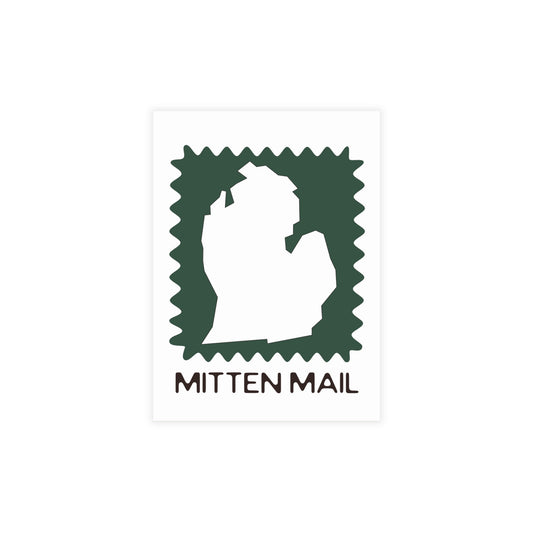 Michigan | Mitten Mail Green Stamp Design | Home State Greeting Card