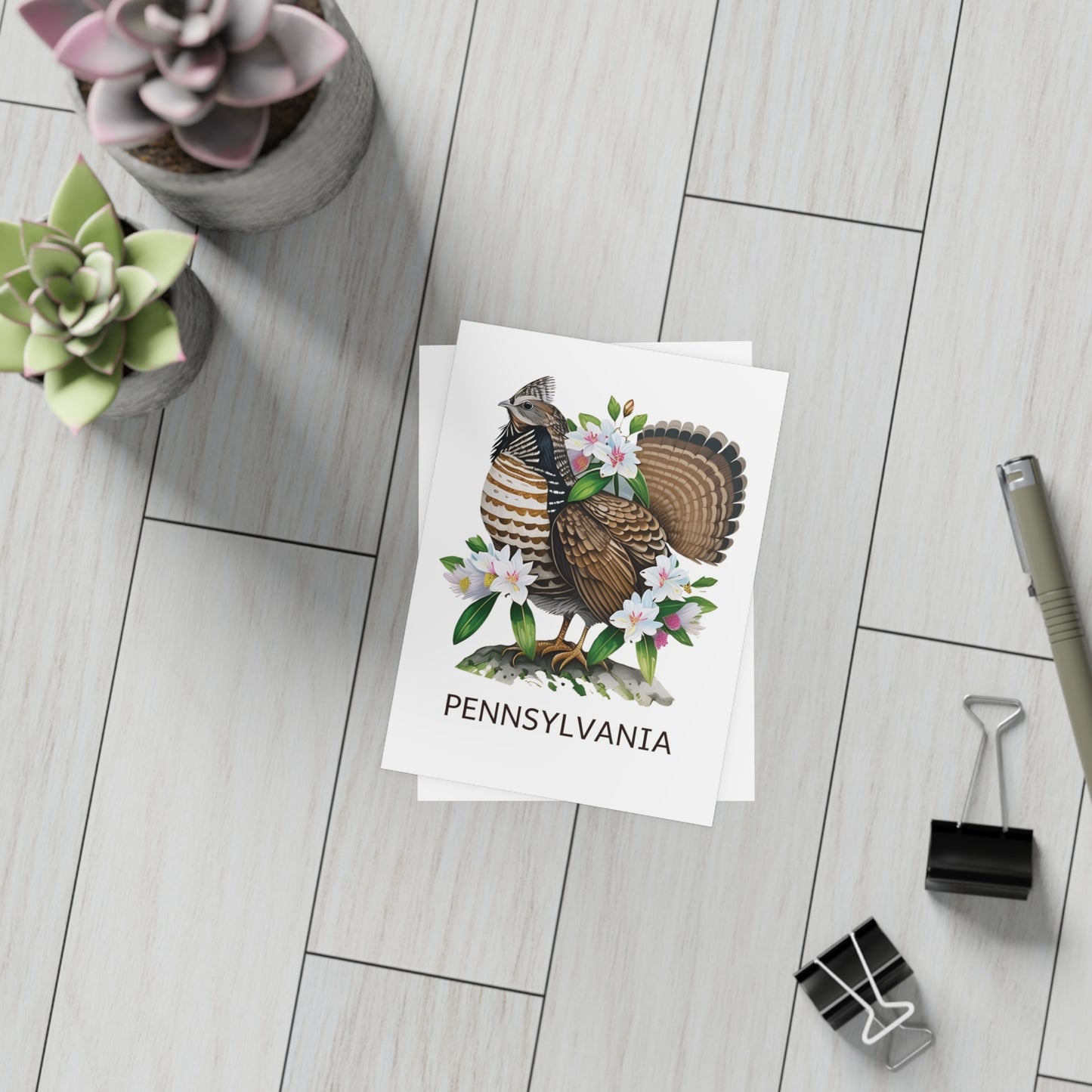 Pennsylvania | Ruffed Grouse & Mountain Laurel | Home State Greeting Card