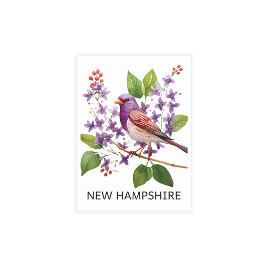 New Hampshire | Purple Finch & Lilac Flowers | Home State Greeting Card