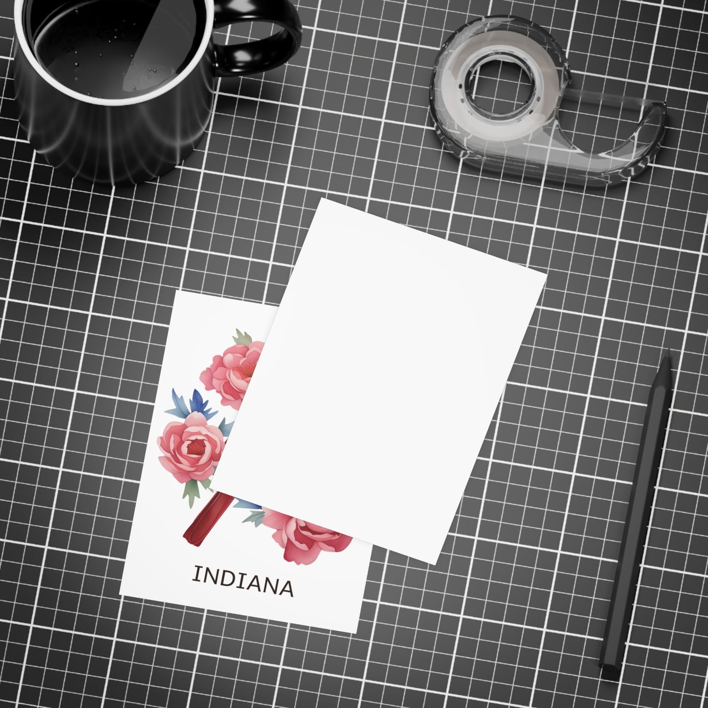 Indiana | Red Cardinal & Peonies | Home State Greeting Card